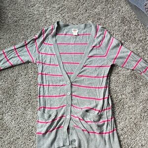 Mossimo Supply Co. Gray Cardigan with Pink Stripe
